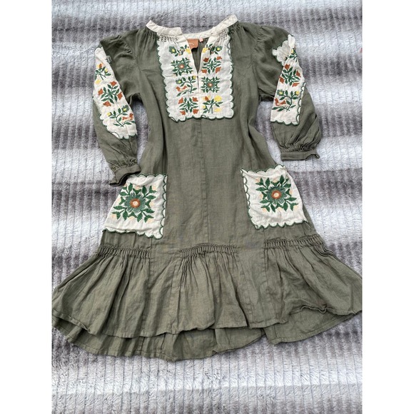 March 11 Embroidered Linen Dress Floral Size Small - Picture 1 of 3